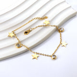 Spring 4 stars + 3 round diamonds accessories charm anklet 24+3cm