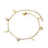 Spring 4 Lightning + 3 Round Diamond Accessories Charm Anklet 24+3cm