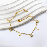 Spring 4 Lightning + 3 Round Diamond Accessories Charm Anklet 24+3cm