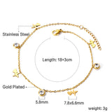 4 EKG + 3 Round Diamonds Accessories Charm Bracelet 18+3cm Gold