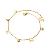 Spring 4 EKG + 3 Round Diamond Accessories Charm Anklet 24+3cm