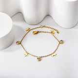 Spring 4 EKG + 3 Round Diamond Accessories Charm Anklet 24+3cm