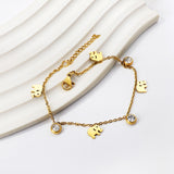 Spring 4 elephants + 3 round diamond accessories charm anklet 24+3cm