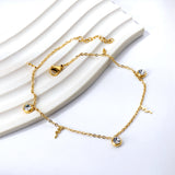 Spring 4 snakes + 3 round diamonds accessories charm anklet 24+3cm