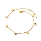 Spring 4 eyes + 3 round diamonds accessories charm anklet 24+3cm