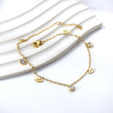 4 Eyes + 3 Round Diamonds Accessories Charm Bracelet 18+3cm Gold