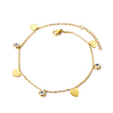 4 hearts + 3 round diamond accessory charm bracelet 18+3cm golden