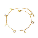 4 8+3 round diamonds accessory charm bracelet 18+3cm gold