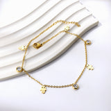 4 palms + 3 round diamonds accessory charm bracelet 18+3cm Gold