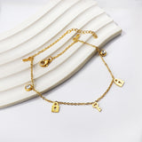 Spring 3 keys + 2 lock shapes + 2 round diamond accessories charm anklet 24+3cm