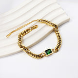 Green diamonds rectangular accessories bracelet 17+5cm gold