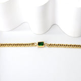 Green diamonds rectangular accessories bracelet 17+5cm gold