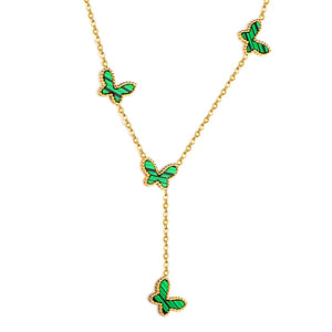 5 Butterfly Green Horizontal Shell Pendant Necklace 43+5cm