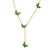 5 Butterfly Green Horizontal Shell Pendant Necklace 43+5cm