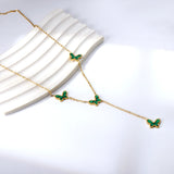 5 Butterfly Green Horizontal Shell Pendant Necklace 43+5cm