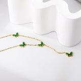 5 Butterfly Green Horizontal Shell Pendant Necklace 43+5cm