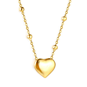 Heart Pendant + Bead Chain Necklace 43+5cm