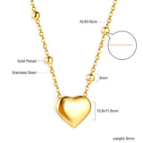 Heart Pendant + Bead Chain Necklace 43+5cm