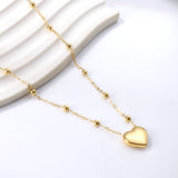 Heart Pendant + Bead Chain Necklace 43+5cm