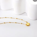 Heart Pendant + Bead Chain Necklace 43+5cm