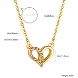 Heart Circle Pendant with Diamonds Necklace 43+5cm Gold Color