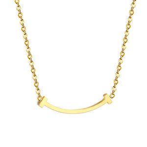 Smiley Pendant Necklace 42+5cm Gold Color