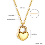 Heart Lock Pendant Necklace 40+5cm Gold Color