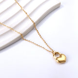 Heart Lock Pendant Necklace 40+5cm Gold Color