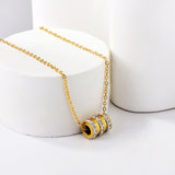 Cylinder Triple Circle White Clay Diamond Pendant Necklace 40+5cm Gold Color