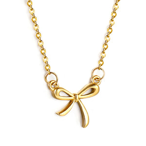 Bow Pendant Necklace 40+5cm Gold Color