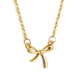 Bow Pendant Necklace 40+5cm Gold Color