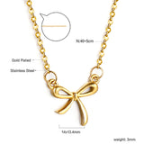 Bow Pendant Necklace 40+5cm Gold Color