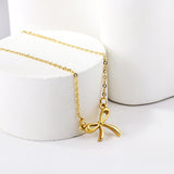 Bow Pendant Necklace 40+5cm Gold Color