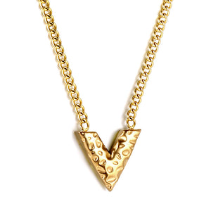 V-convex pendant necklace 40+5cm gold color