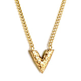 V-convex pendant necklace 40+5cm gold color