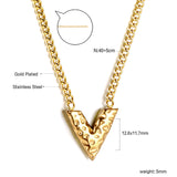 V-convex pendant necklace 40+5cm gold color