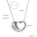 Heart Hollow Pendant Necklace 44+5cm Steel Color