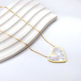 White & Black Shell Right Heart Pendant Necklace 40+5cm