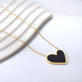 White & Black Shell Right Heart Pendant Necklace 40+5cm