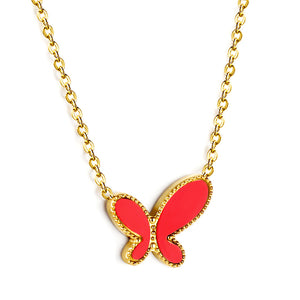 Red Butterfly Pendant Necklace 40+6cm