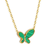 Green Horizontal Butterfly Pendant Necklace 40+7cm