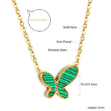 Green Horizontal Butterfly Pendant Necklace 40+7cm