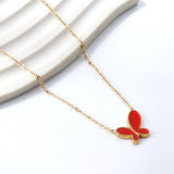 Red Butterfly Pendant Necklace 40+6cm