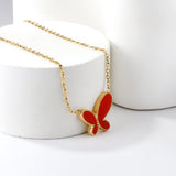 Red Butterfly Pendant Necklace 40+6cm