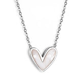 White Shell Heart Pendant Necklace 40+5cm