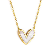 White Shell Heart Pendant Necklace 40+5cm