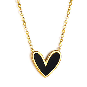 Black Shell Heart Pendant Necklace 40+5cm