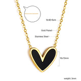 Black Shell Heart Pendant Necklace 40+5cm