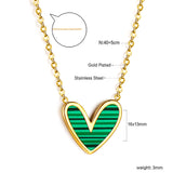 Green Horizontal Shell Heart Pendant Necklace 40+5cm