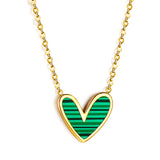 Green Horizontal Shell Heart Pendant Necklace 40+5cm